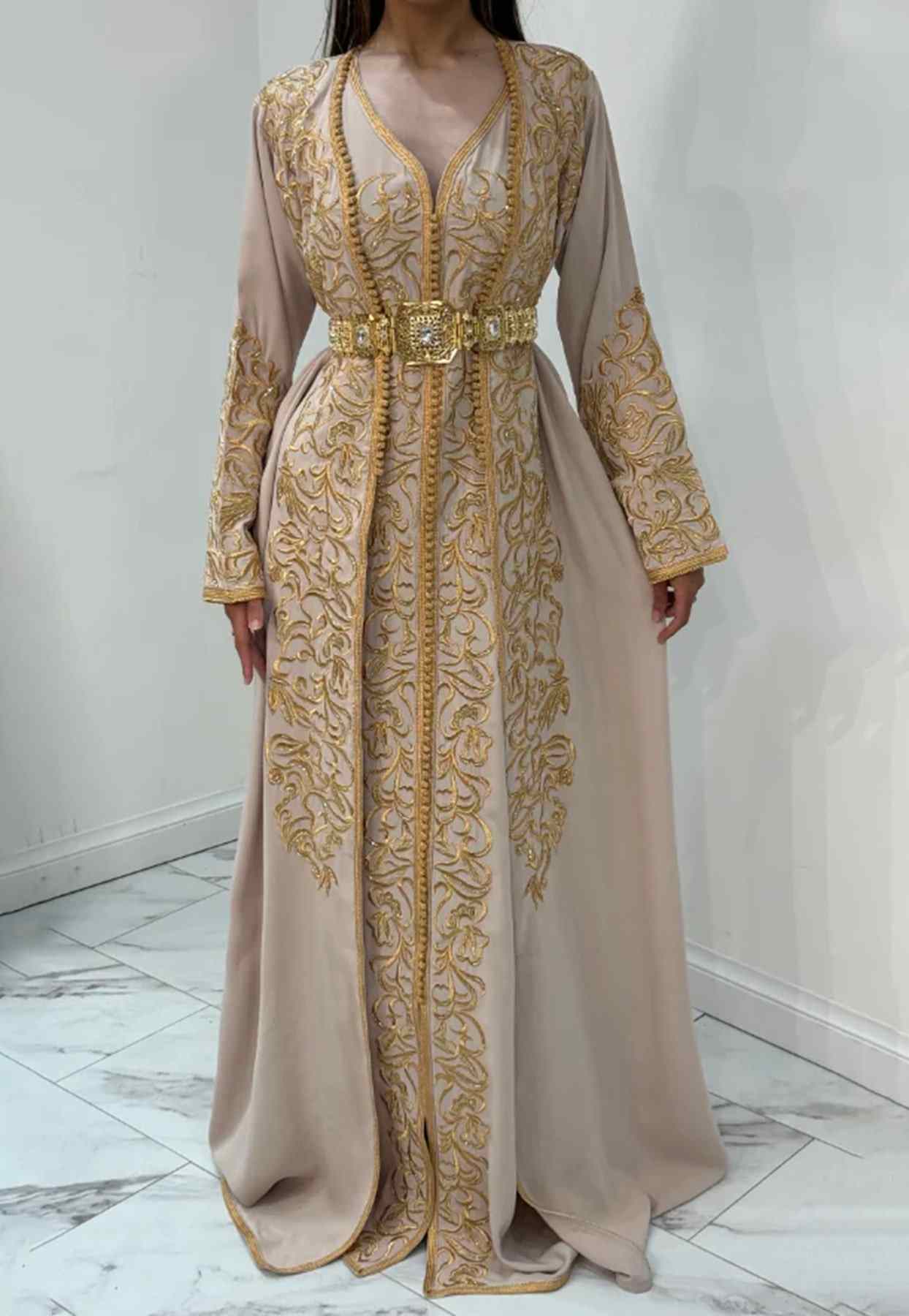 Kaftan dress, modest fashion, luxury kaftan, Islamic clothing, elegant abaya style kaftan, kaftan