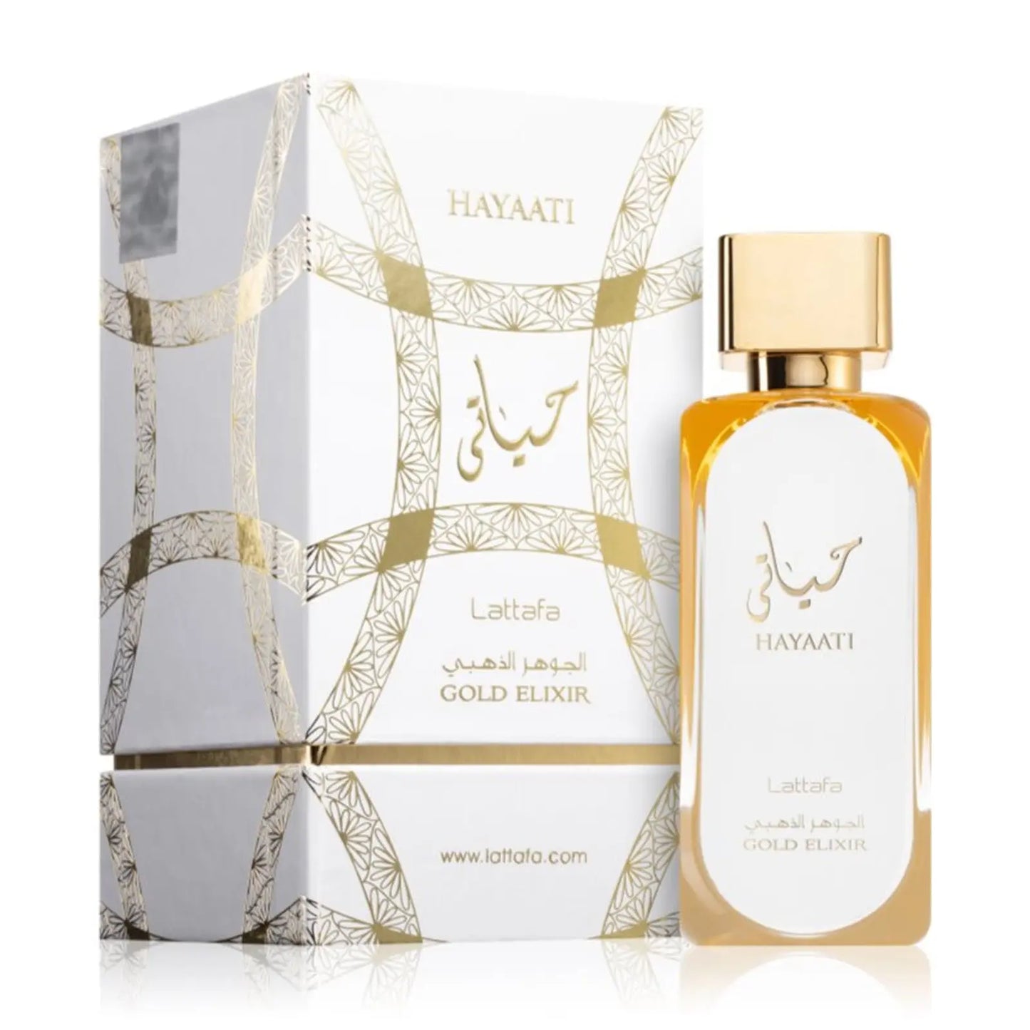 Hayaati Gold Elixir, Lattafa Hayaati Gold, luxury Arabic perfume, long-lasting fragrance, elegant perfume for men and women, premium oud fragrance, saffron and leather perfume, oriental and fruity perfume, musk and amber perfume, warm and sensual scent, exotic Arabian fragrance, best-selling Lattafa perfume, vanilla and vetiver perfume, signature scent for special occasions.