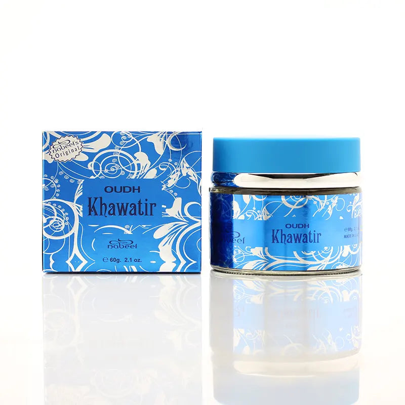 Oudh Bakhoor Khawatir, Nabeel bakhoor, Arabian incense, luxury oud bakhoor, traditional Arabic bakhoor, premium bakhoor fragrance, long-lasting oud incense, spicy and woody bakhoor, resinous Arabian incense, bakhoor for home,