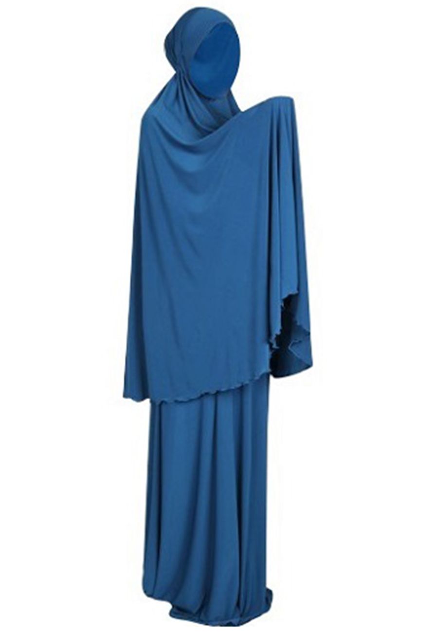 Teal-colored Islamic prayer dress with comfortable full-length coverage
