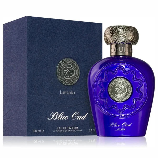 Blue Oud Lattafa, best oud perfumes, Arabic luxury fragrances, long-lasting oud perfume, spicy and woody cologne.