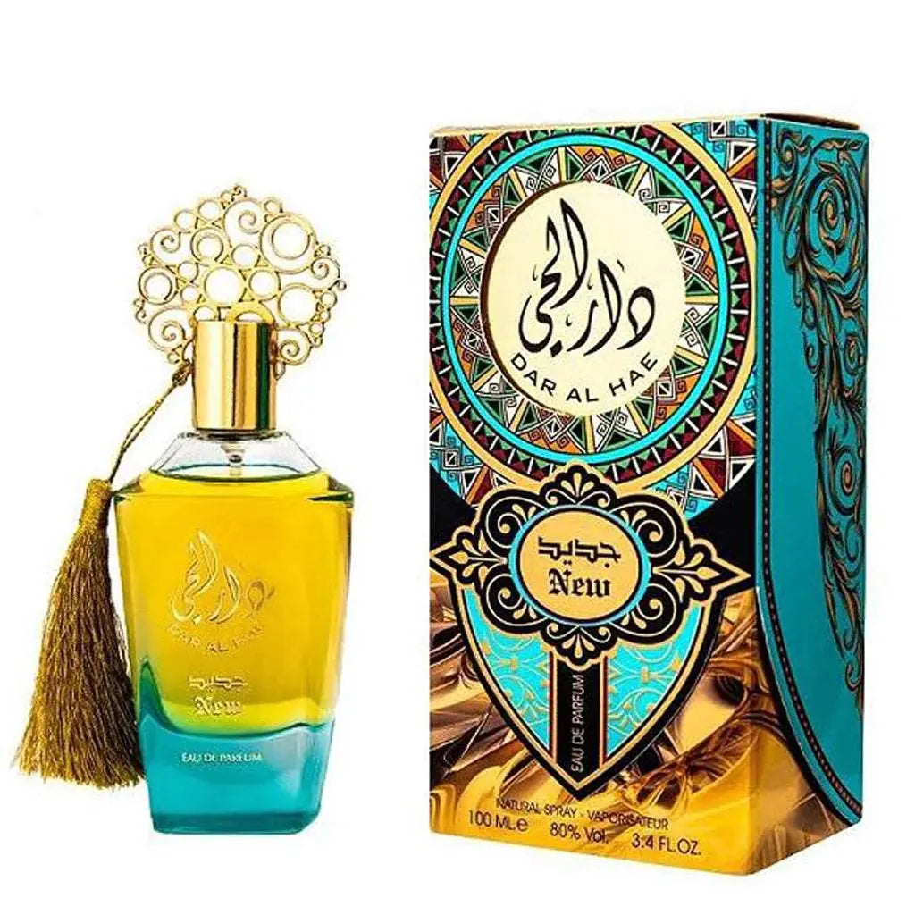 Dar Al Hae perfume, Ard Al Zaafaran fragrance, luxury Arabic perfume, citrus and woody scent, oud perfume for men and women, long-lasting EDP, Arabic fragrance with musk, vanilla and sandalwood perfume, amber and patchouli fragrance, best unisex perfumes, premium Middle Eastern scent, elegant and sophisticated perfume, top-selling Arabic perfume, fresh and warm perfume, musk and amber scent.
