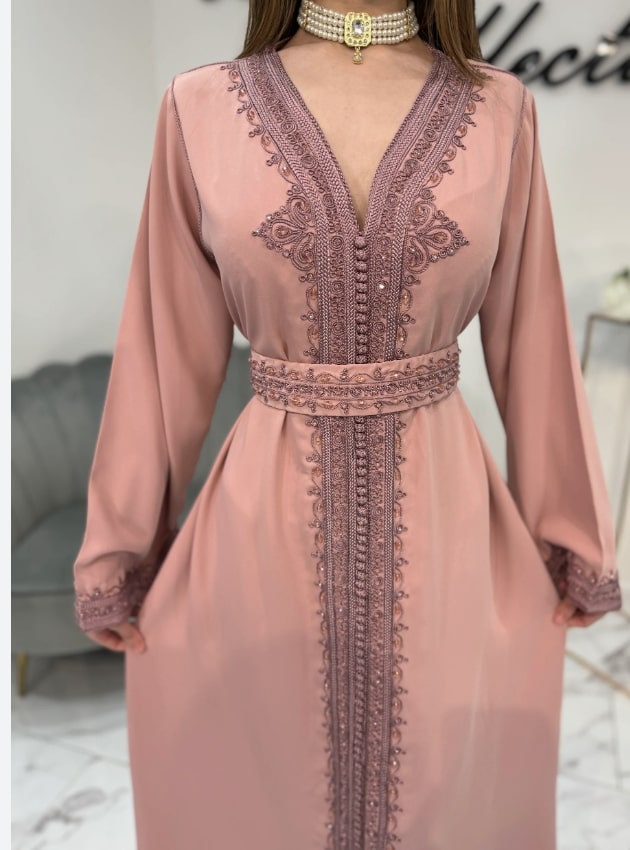 Luxury dark blue kaftan dress featuring premium design