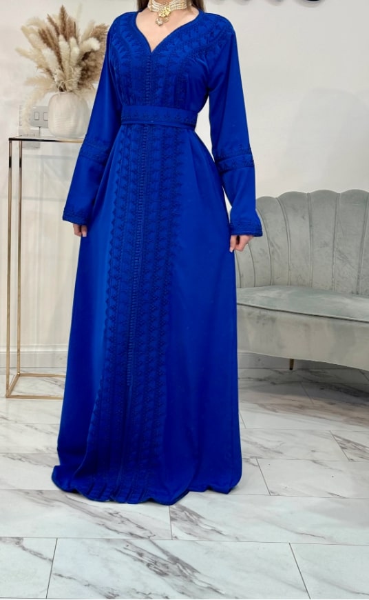 Luxury dark blue kaftan dress featuring premium design