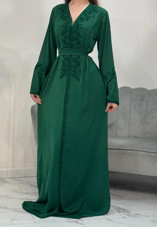 Kaftan dress, modest fashion, luxury kaftan, Islamic clothing, elegant abaya style kaftan