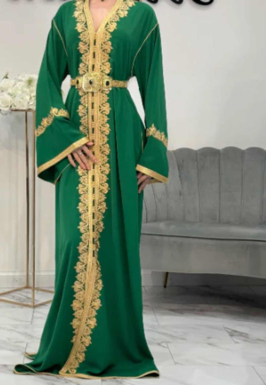 Kaftan dress, modest fashion, luxury kaftan, Islamic clothing, elegant abaya style kaftan