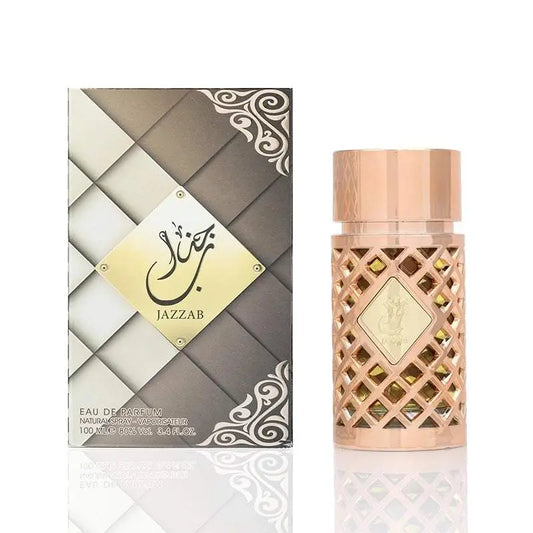 Jazzab Gold Ard Al Zaafaran, luxury oud perfume, spicy floral perfume, Arabic perfume for men and women, best long-lasting fragrance, oriental oud fragrance, fresh floral with citrus scent, Arabic perfumes online, perfume with cedar and amber, oud and patchouli fragrance.